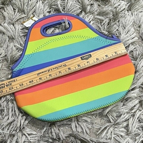 RAINBOW Neoprene LUNCH BAG TOTE Zippered - New With Tags - Picture 4 of 8